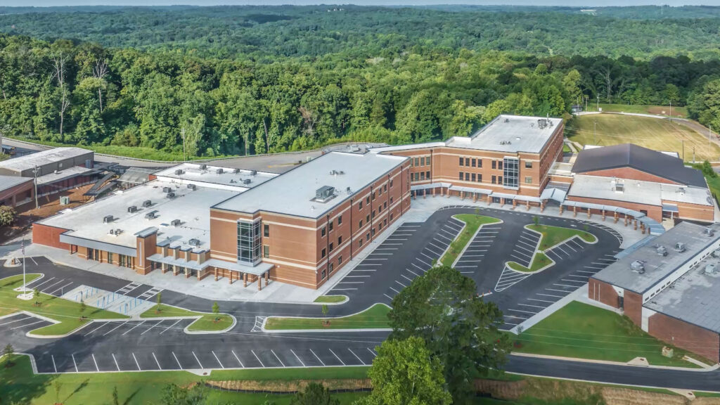 Aerial view of East Hall High School